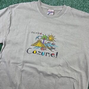 Hanes Heavyweight Cozumel Mexico Graphic T-Shirt Mens Large Olive